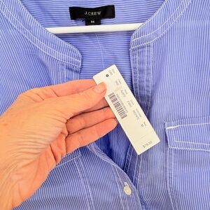 J. Crew Light Blue Pinstripe woman’s  Shirt- perfect and new
